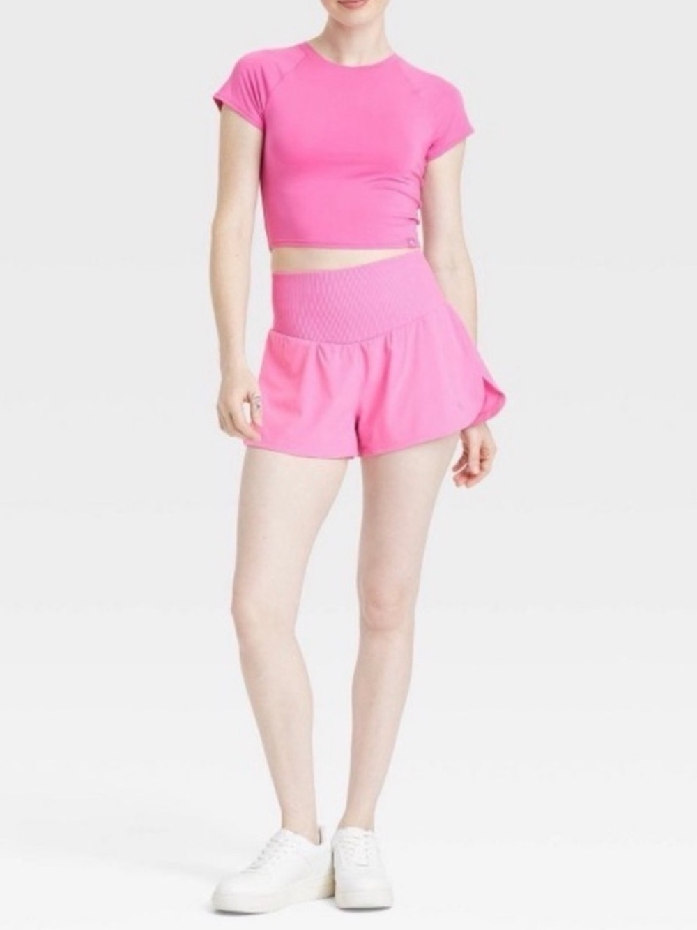 143- JoyLab Hot Pink Ribbed High-Waist Shorts